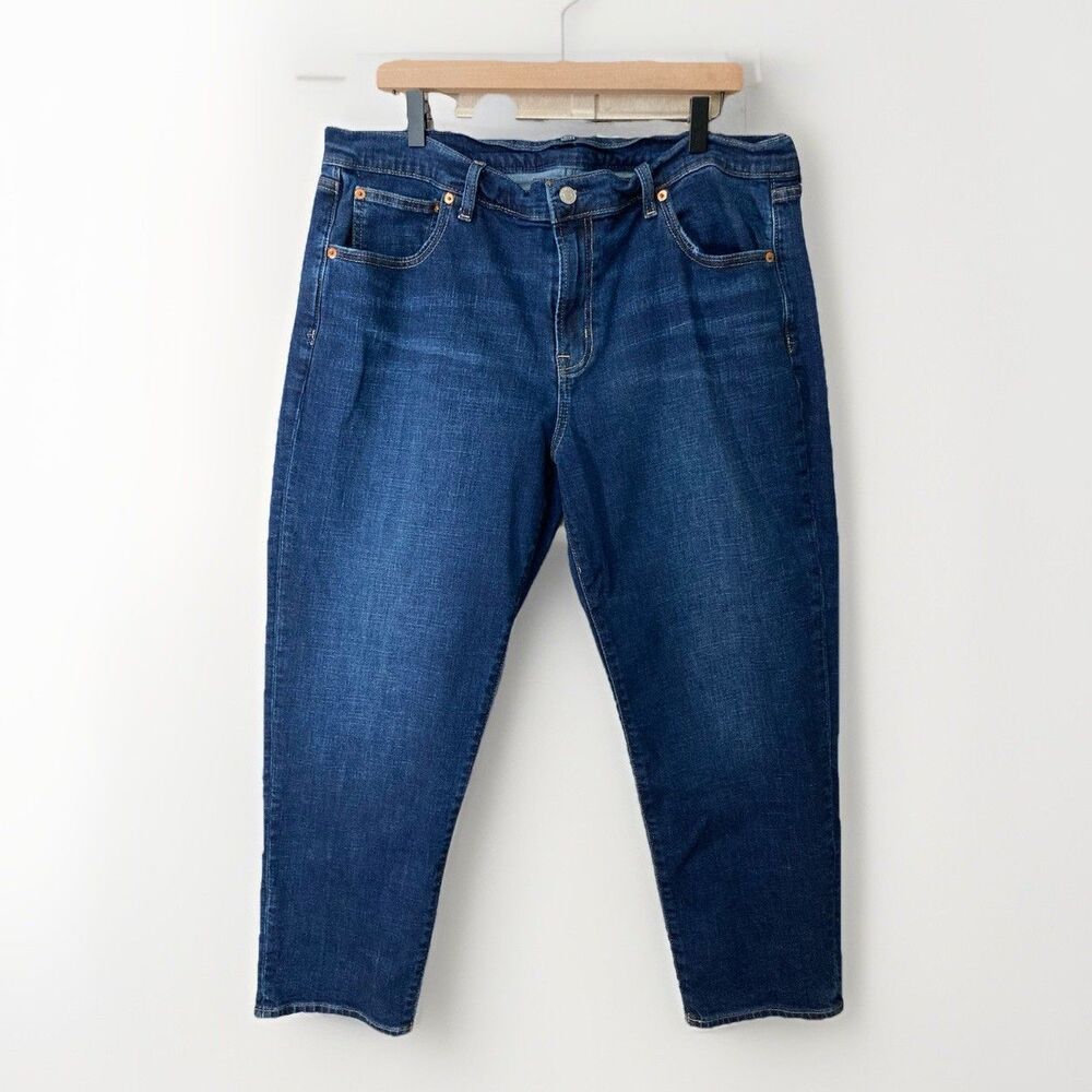 Gap Girlfriend Jeans Womens 33 16 Blue Denim Mid Rise Distressed Casual Trendy